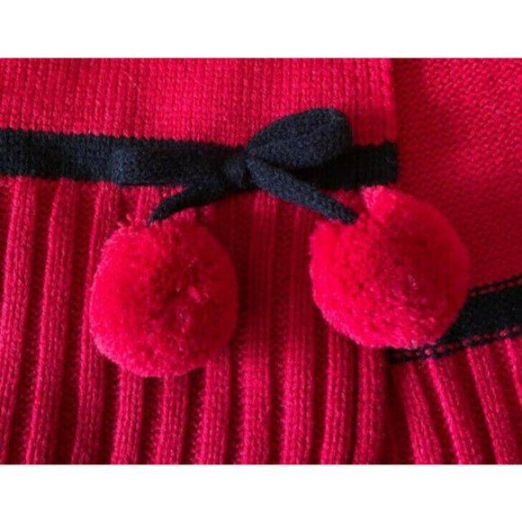 Kate Spade New York Wool Blend Red Black Cherry Fruit Kawaii Cute Scarf Wrap - Picture 4 of 5